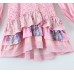 European and American New Fashion Elegant V neck Long Sleeve Printed Layered Decorative Dress for Women