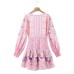 European and American New Fashion Elegant V neck Long Sleeve Printed Layered Decorative Dress for Women