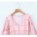 European and American New Fashion Elegant V neck Long Sleeve Printed Layered Decorative Dress for Women