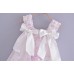 European and American New Small Fresh Square Neck Bowtie Pink Print Strap Dress for Women