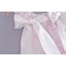 European and American New Small Fresh Square Neck Bowtie Pink Print Strap Dress for Women