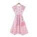 European and American New Fashion Elegant V neck Small Short Sleeve Printed Waist A line Dress for Women