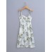 European and American New Fashion Bra Collar Shoulder Lace up Print High Waist Strap Dress for Women