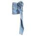 New Denim Short Skirt 3D Three Dimensional Rose Pendant Long Patch High Waist Wrap Hip Mini Denim Skirt