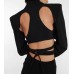 Purely Spicy Girl Cutout Backless Waist Suit Coat Women's High Grade Modern Street Photo Texture Black Top