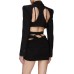 Purely Spicy Girl Cutout Backless Waist Suit Coat Women's High Grade Modern Street Photo Texture Black Top