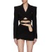 Purely Spicy Girl Cutout Backless Waist Suit Coat Women's High Grade Modern Street Photo Texture Black Top