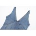 New European and American Style Denim Fashion Midi Suspender Dress