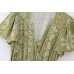 New European and American Style V Neck Belt Printed Mini Dress