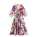 New European and American Style Printed Poplin Hollowed Out Twisted Dress