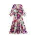 New European and American Style Printed Poplin Hollowed Out Twisted Dress