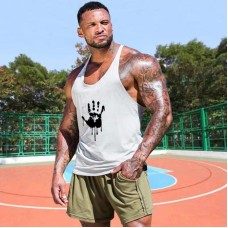 Fitness Tank Top Mens Sports Tank Top Summer Muscle Tank Top Cotton Sweat absorbing Embossed Thin Belt Tank Top