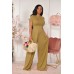 European and American Large Sized Womens Fashion Casual Wide Leg Two Piece Set for Women