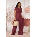 European and American Large Sized Womens Fashion Casual Wide Leg Two Piece Set for Women