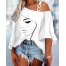 New European and American Fashion Patchwork Loose Casual Top Women's Printed T-Shirt