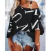 New European and American Fashion Patchwork Loose Casual Top Women's Printed T-Shirt