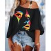 New European and American Fashion Patchwork Loose Casual Top Women's Printed T-Shirt