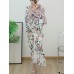 Floral Pleated Dress For Women Printing Color Block Batwing Sleeve Loose Summer Female Elegant Evening Dresses