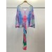 Batwing Sleeve Printed Pleated Dress V Neck Loose High Waist Elegant Dresses For Women New Spring Clothing
