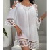 European And American Bamboo Knot Lace Beach Cover Up Sexy Hollow Out One Line Neck Vacation Sun Protection Swimsuit Cover Up