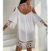 European And American Bamboo Knot Lace Beach Cover Up Sexy Hollow Out One Line Neck Vacation Sun Protection Swimsuit Cover Up