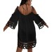 European And American Bamboo Knot Lace Beach Cover Up Sexy Hollow Out One Line Neck Vacation Sun Protection Swimsuit Cover Up