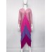 Pleated Spring New Fringed Dress Versatile High-End Temperament Fashion Color Matching Medium Long Style Spot
