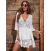 European And American Beach Top With Lace Hook Flower Hollowed Out Sun Protection Bikini Swimsuit For Women's Outerwear