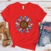 Independence Day Sunflower Print USA July 4th Fashion Short Sleeve T-shirt Unisex