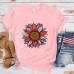 Independence Day Sunflower Print USA July 4th Fashion Short Sleeve T-shirt Unisex