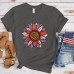 Independence Day Sunflower Print USA July 4th Fashion Short Sleeve T-shirt Unisex