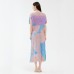 Summer Women's Color Contrast Top Fashion Suit Loose Casual Skirt Pleated Two-Piece Women's