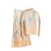 Fashion Print Pleated 2 Pieces Set Women's Round Neck Long Sleeves Slim Top High Waist Spliced Female Clothes Fashion Print Pleated 2 Pieces Set Women's Round Neck Long Sleeves Slim Top High Waist Spliced Female Clothes