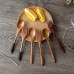 Japanese Nanmu Winding Spoon and Fork Set Wooden Coffee Stirring Spoon Wooden Spoon and Fork Japanese Nanmu Winding Spoon and Fork Set Wooden Coffee Stirring Spoon Wooden Spoon and Fork