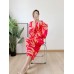Pleated Batwing Sleeve V-neck Dress Spring Summer New High Fashion Printed Large Size Long Designer Clothes Pleated Batwing Sleeve V-neck Dress Spring Summer New High Fashion Printed Large Size Long Designer Clothes