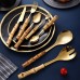 Natural Bamboo Handle Stainless Steel Tableware, Dessert Salad Spoon Fork, Bamboo Joint Handle, Western Food Steak Knife