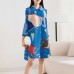 Miyake Pleated Printed Midi Dress for Women 2023 Spring Autumn New Polo Collar Single-Breasted Loose Plus Size Mid-Length Dress