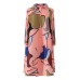 Miyake Pleated Printed Midi Dress for Women 2023 Spring Autumn New Polo Collar Single-Breasted Loose Plus Size Mid-Length Dress