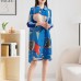 Miyake Pleated Printed Midi Dress for Women 2023 Spring Autumn New Polo Collar Single-Breasted Loose Plus Size Mid-Length Dress