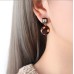 Niche Personality High end Romantic French Square Round Wave Drip Oil Earrings Round Face Slim Cute Earrings
