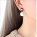 Niche Personality High end Romantic French Square Round Wave Drip Oil Earrings Round Face Slim Cute Earrings