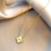 Fashionable and Simple Double-Sided Embossed Lucky Grass Necklace Versatile Fashion Temperament Four-Leaf Clover Clavicle Chain