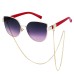 New European and American Fashion Cat Eye Sunglasses Women High Sense Necklace Side Bag Mirror Leg Sunglasses Women