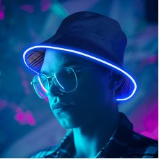 Outdoor Leisure Fishing Naked Sun Hat Tourism Sun Hat Led Light Fiber Luminous Bucket Hat
