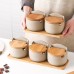 Japanese Ceramic Bamboo and Wood Lid Seasoning Jar Seasoning Box Kitchen Seasoning Storage Jar Salt Sugar Jar Set Japanese Ceramic Bamboo and Wood Lid Seasoning Jar Seasoning Box Kitchen Seasoning Storage Jar Salt Sugar Jar Set