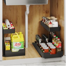 Kitchen L-Shaped Sink Storage Rack, Cabinet Storage Rack, Pull-Out Drawer Basket, Detachable Organizing Rack