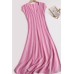 Elegant Dress Women Slim Fit Show Slim Wrap Hip Tripe Knitted Dress Summer New Fashion Temperament V-neck Pleated Long Dress