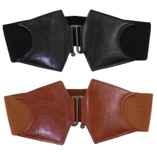 Gun black buckle waist belt for women with elastic adjustment, wide waist seal decoration, elastic belt for belt retraction