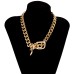 Ingemark Exaggerated Heavy Metal Belt Choker Necklace for Women Punk Thick Chunky Clavicle Chain Grunge Jewelry Steampunk Men Ingemark Exaggerated Heavy Metal Belt Choker Necklace for Women Punk Thick Chunky Clavicle Chain Grunge Jewelry Steampunk Men