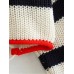 TRAF Woman Knitted Sweater Fashion Stripe Backless Long Sleeve O-neck Pullover Female Sweaters Chic Tops